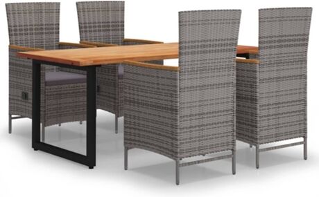 Vidaxl Conjunto de Jantar Exterior 5 Peças (Cinzento - Rattan - 180x90x75 cm)