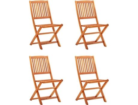 Vidaxl Conjunto 4 Cadeiras de Jardim Dobráveis (Castanho - Madeira - 48x57x91 cm)