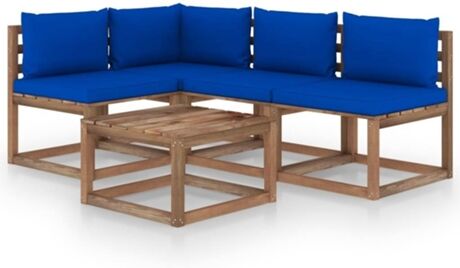 Vidaxl Conjunto de Jardim Lounge 3067378 (Castanho - Madeira - 60x60x36.5 cm - 5 Peças)