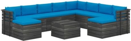 Vidaxl Conjunto de Jardim (Azul - Madeira - 60x60x41.5 cm - 11 Peças)