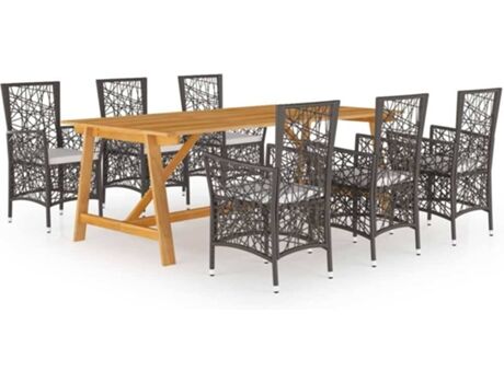 Vidaxl Conjunto de Jantar Exterior 7 Peças (Castanho - Rattan - 206x100x74 cm)