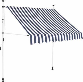 Vidaxl Toldo retrátil manual listrado azul e branco (150cm)