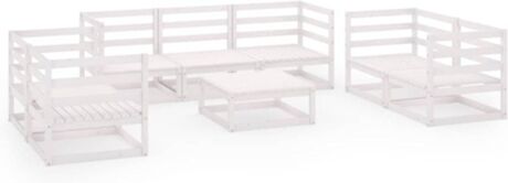 Vidaxl Conjunto de Jardim 8 Peças (Branco - Madeira - 70x70x67 cm)