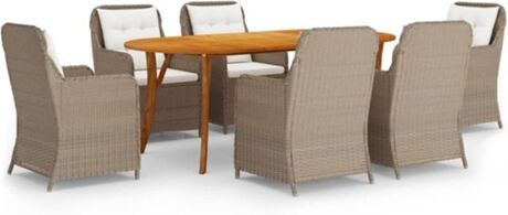 Vidaxl Conjunto de Jantar Exterior 7 Peças (Castanho - Rattan - 201x100x75 cm)