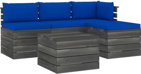 Vidaxl Conjunto de Jardim Lounge 3061801 (Azul - Madeira - 65x65x71.5 cm - 5 Peças)