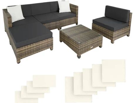 Tectake Conjunto de Jardim (Castanho - Poli-Rattan - 64x72x64 cm)