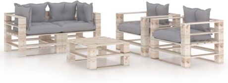 Vidaxl Conjunto Lounge Com Almofadão 3066344 (Cinzento - Madeira - 80 x 67.5 x 62 cm)