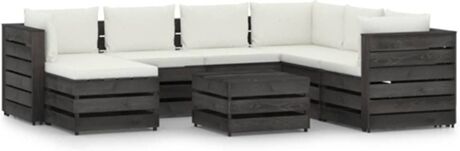 Vidaxl Conjunto de Jardim com Almofadas (Branco - Madeira - 69x70x66 cm)