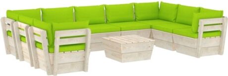 Vidaxl Conjunto de Jardim Lounge 3063635 (Verde - Madeira - 60x60x65 cm - 10 Peças)