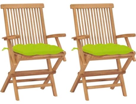 Vidaxl Conjunto 2 Cadeiras de Jardim c/Almofadas 3062513 (55x60x89 cm - Madeira de Teca)