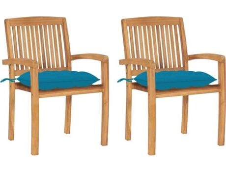 Vidaxl Conjunto 2 Cadeiras de Jardim c/Almofadas 3063271 (60x57,5x90 cm - Madeira de Teca)