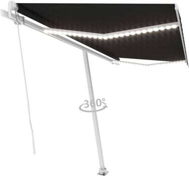 Vidaxl Toldo Retrátil Manual com Led Antracite (400 x 350 cm)