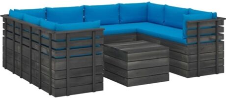 Vidaxl Conjunto de Jardim Lounge 3061999 (Azul - Madeira - 60x60x41.5 cm - 9 Peças)