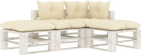 Vidaxl Conjunto de Jardim Lounge 3052457 (Bege - Madeira - 70x67.5x60.8 cm - 4 Peças)