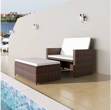 Vidaxl Sofá Jardim 43070 Castanho (Poli Ratam - 123 x 62 x 70 cm)