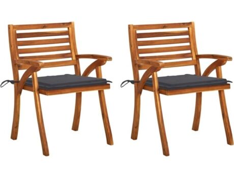 Vidaxl Conjunto 2 Cadeiras de Jantar com Almofadas (Castanho - Madeira - 59x59x87 cm)
