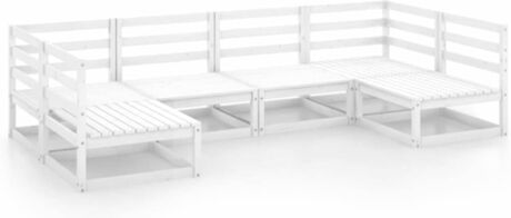 Vidaxl Conjunto de Jardim 6 Peças (Branco - Madeira - 70x70x67 cm)