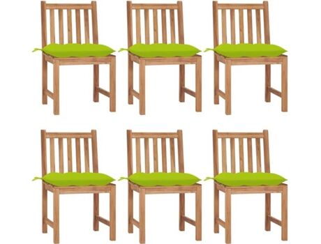 Vidaxl Conjunto 6 Cadeiras de Jardim c/Almofadas 3073141 (50x53x90 cm - Madeira)
