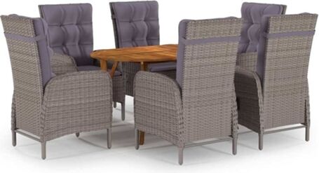 Vidaxl Conjunto de Jantar Exterior 7 Peças (Cinzento - Rattan - 150x90x75 cm)