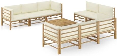 Vidaxl Conjunto Lounge Com Almofadão 3058211 (Castanho - Bambu - 65 x 65 x 30 cm)