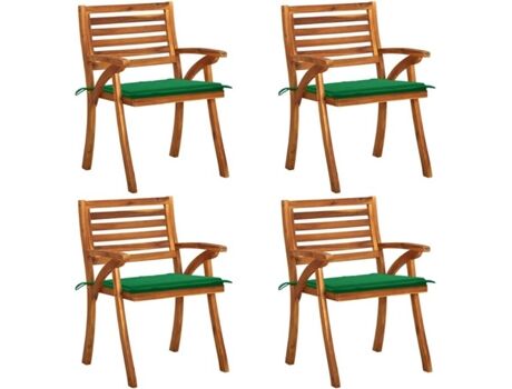 Vidaxl Conjunto 4 Cadeiras de Jardim com Almofadas (Castanho - Madeira - 59x59x87 cm)