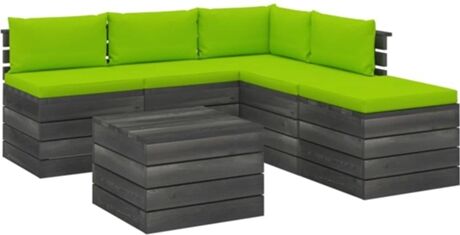 Vidaxl Conjunto de Jardim Lounge 3061934 (Verde - Madeira - 60x60x41.5 cm - 6 Peças)