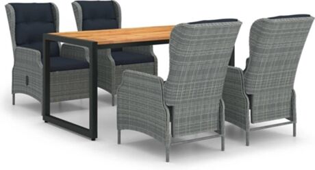 Vidaxl Conjunto de Jantar Exterior 5 Peças (Cinzento - Rattan - 140x80x75 cm)