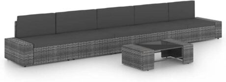 Vidaxl Conjunto de Jardim com Almofadas (Cinzento - Rattan - 58,5x65,5x52 cm)