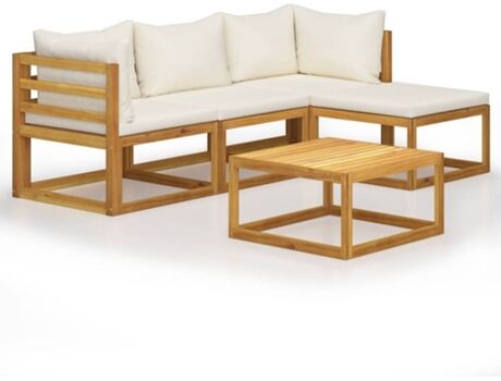 Vidaxl Conjunto Lounge Com Almofadão (Castanho - Madeira - 206 x 138 x 60 cm)