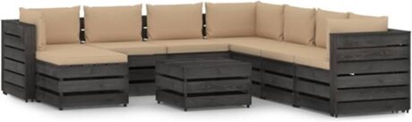 Vidaxl Conjunto de Jardim com Almofadas (Bege - Madeira - 69x70x66 cm)