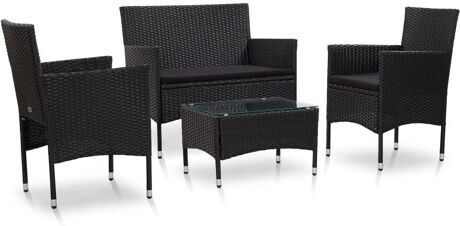 Vidaxl Conjunto de Jardim 45813 (Rattan e Vime - 59 x 58 x 81 cm - Preto)