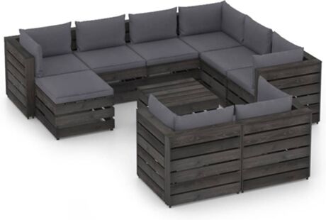 Vidaxl Conjunto de Jardim com Almofadas (Bege - Madeira - 69x70x66 cm)