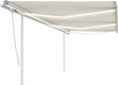 Vidaxl Toldo Retrátil Manual com Led Creme (600 x 350 cm)