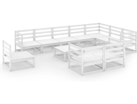 Vidaxl Conjunto de Jardim 11 Peças (Branco - Madeira - 70x70x67 cm)