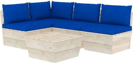 Vidaxl Conjunto de Jardim Lounge 3063490 (Azul - Madeira - 60x60x65 cm - 5 Peças)