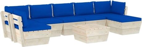 Vidaxl Conjunto de Jardim Lounge 3063622 (Azul - Madeira - 60x60x65 cm - 8 Peças)