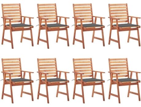 Vidaxl Conjunto 8 Cadeiras de Jantar com Almofadas (Castanho - Madeira - 56x62x92 cm)