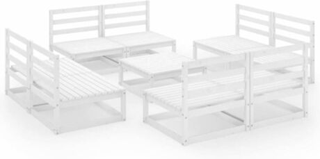 Vidaxl Conjunto de Jardim 9 Peças (Branco - Madeira - 70x70x67 cm)