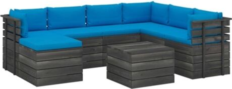 Vidaxl Conjunto de Jardim Lounge 3062047 (Azul - Madeira - 60x60x41.5 cm - 8 Peças)