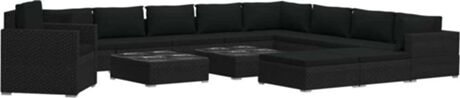 Vidaxl Conjunto de Jardim Lounge 46760 (Preto - Rattan Vime - 74x74x26 cm - 13 Peças)