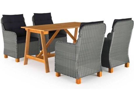 Vidaxl Conjunto de Jantar Exterior 5 Peças (Cinzento - Rattan - 140x70x73,5 cm)