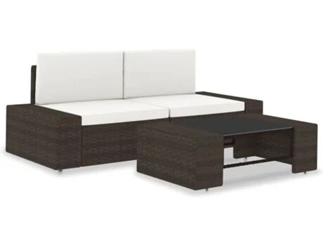 Vidaxl Conjunto de Jardim 49517 (Rattan e Vime - 78.5 x 65.5 x 52 cm - Castanho)