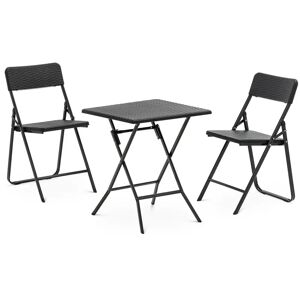 Uniprodo Utemöbel-set - Bord med 2 stolar - Stål / HDPE - Hopfällbart