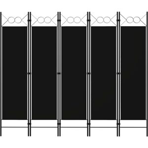 vidaXL Rumsavdelare 5 paneler svart 200x180 cm