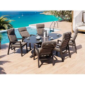 Atleve Jamaica Oval - Matgrupp M/bord 220 Och 6 Reclinerstolar I Antracit Aluminium