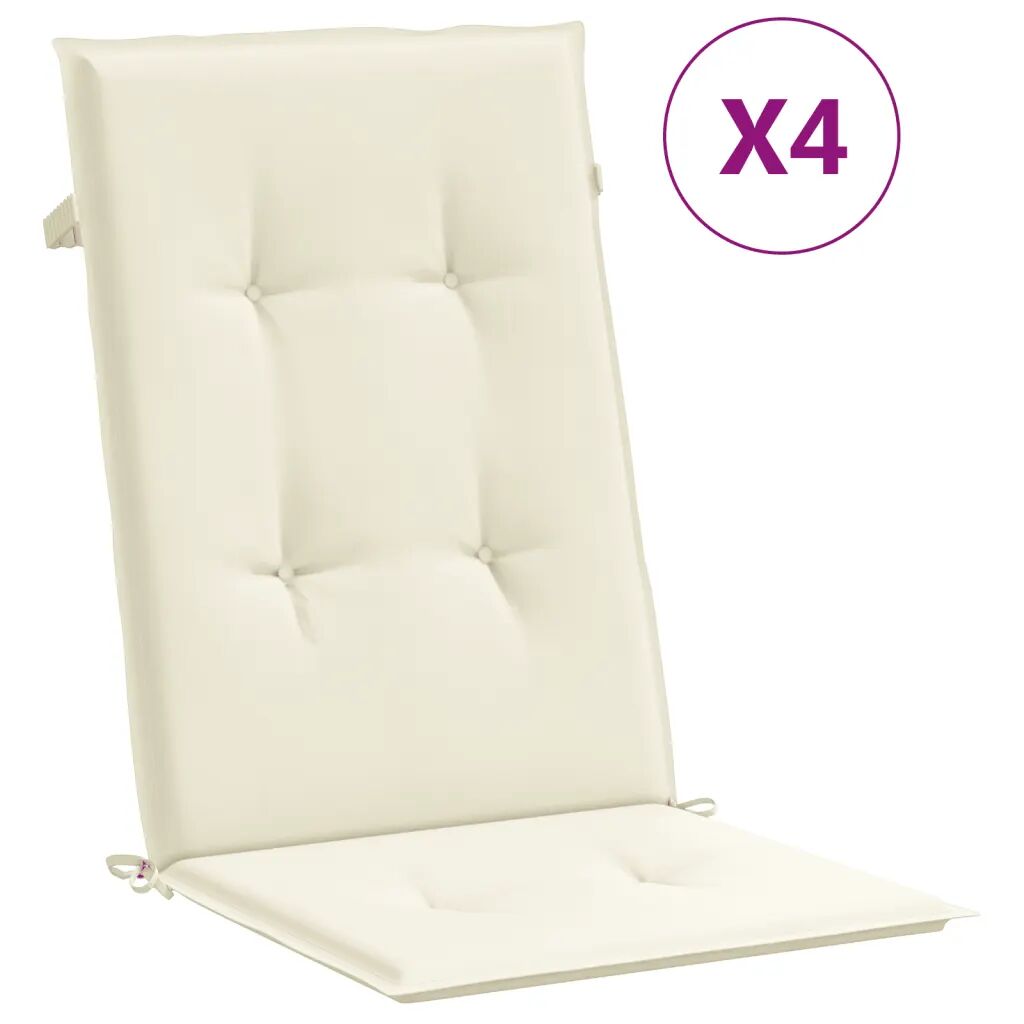 vidaXL Podložky na záhradné stoličky 4 ks, krémové 120x50x4 cm