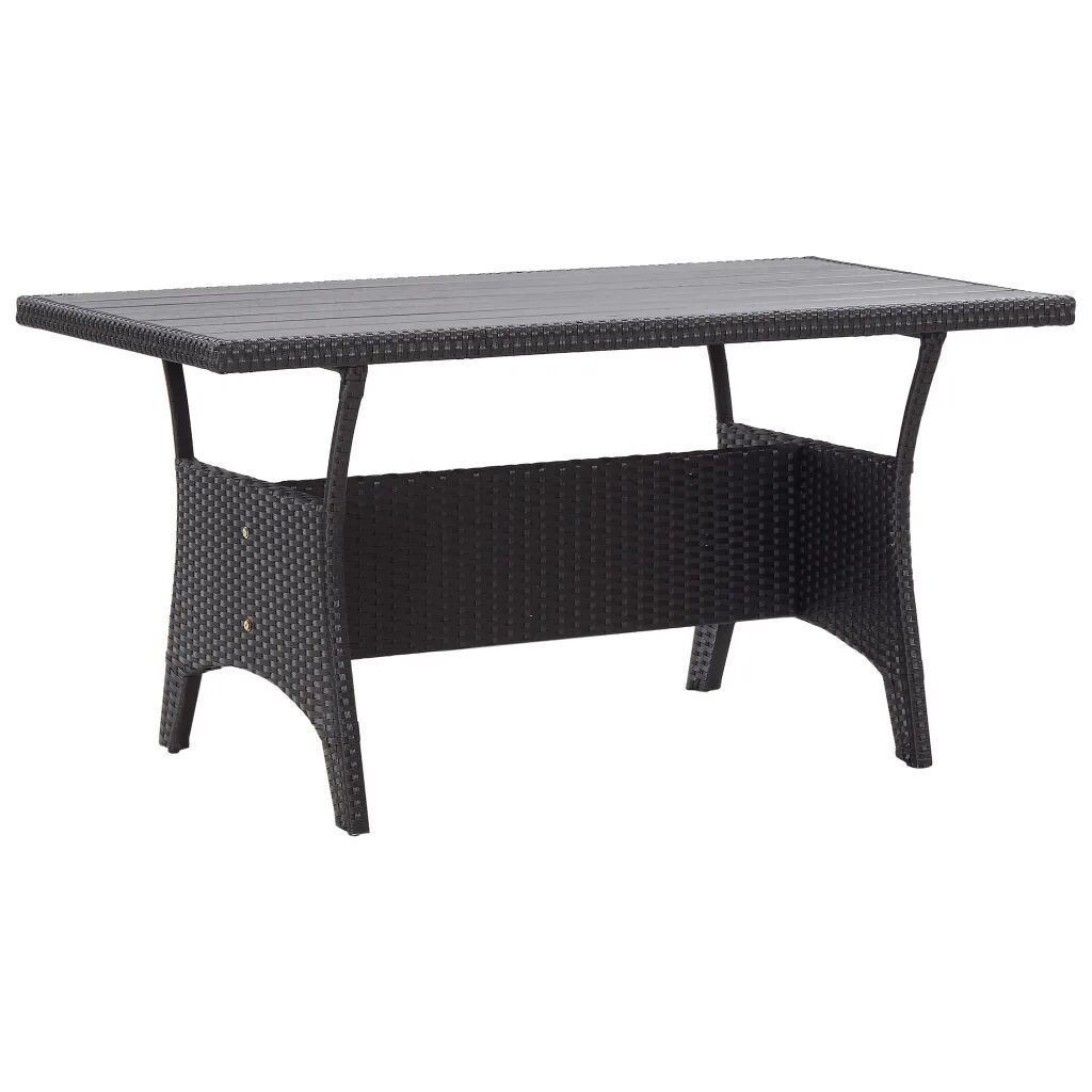 vidaXL Záhradný stôl čierny 130x70x66 cm polyratanový