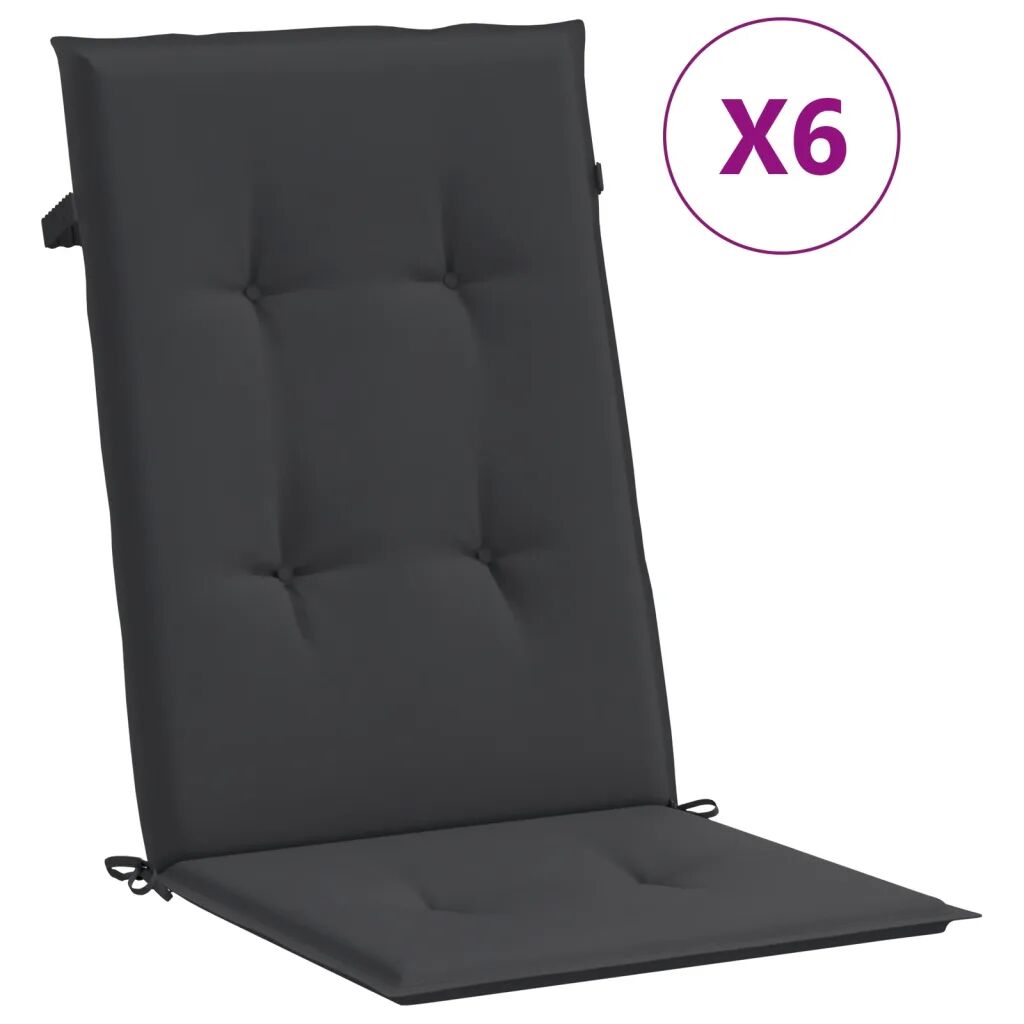 vidaXL Podložky na záhradné stoličky 6 ks, čierne 120x50x4 cm