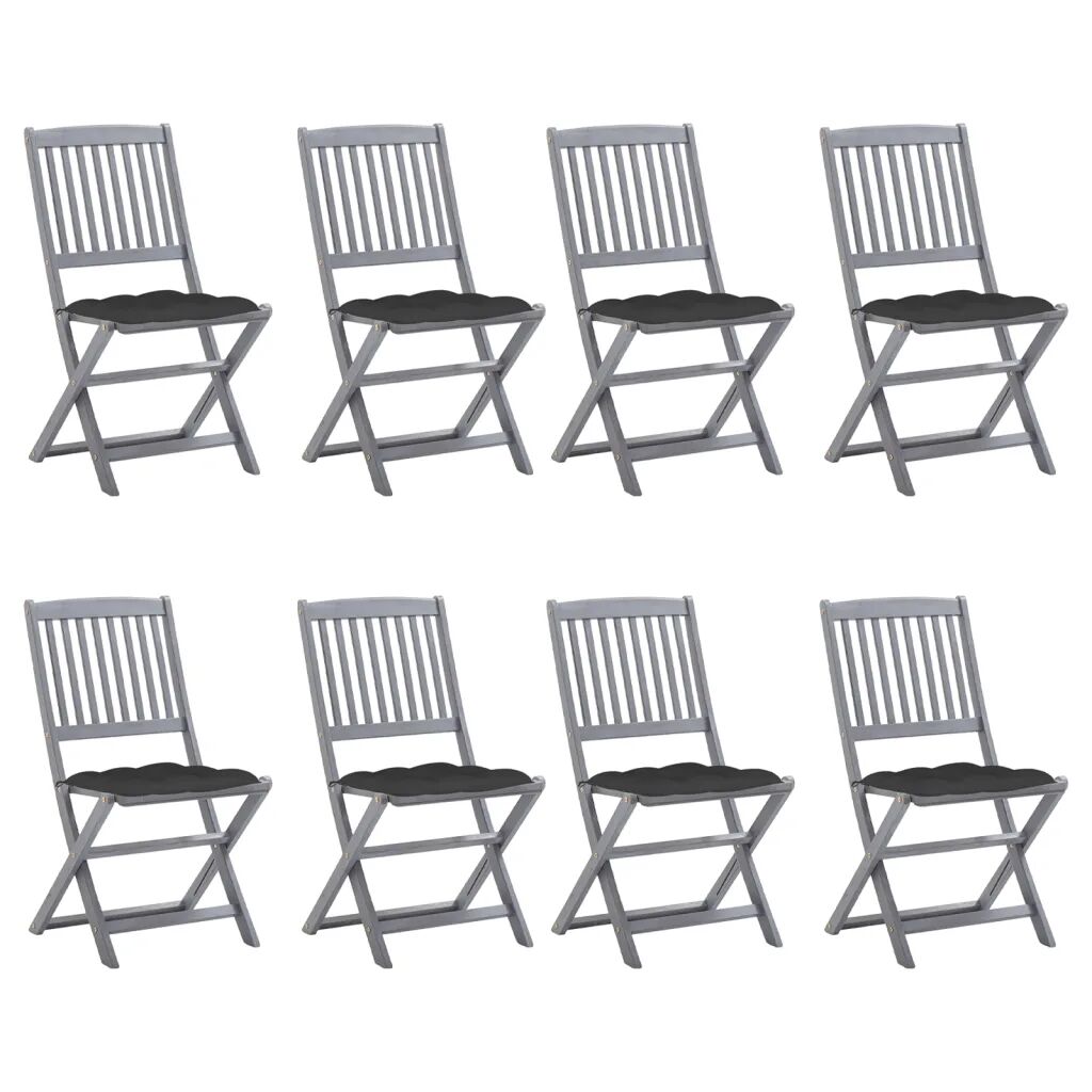 vidaXL Skladacie vonkajšie stoličky 8 ks s podložkami akáciový masív