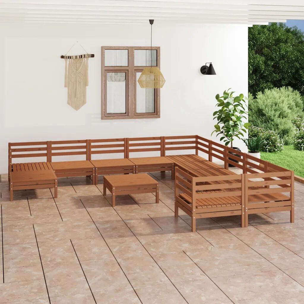 vidaXL 12-dielna záhradná sedacia súprava medovo-hnedá borovicový masív